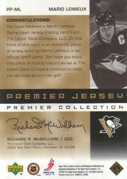 2002-03 Upper Deck Premier Collection - Jerseys Gold #PP-ML Mario Lemieux Back