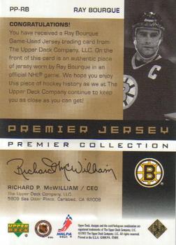 2002-03 Upper Deck Premier Collection - Jerseys Gold #PP-RB Ray Bourque Back