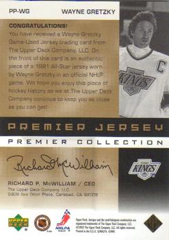 2002-03 Upper Deck Premier Collection - Jerseys Gold #PP-WG Wayne Gretzky Back