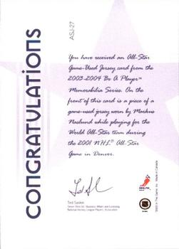 2003-04 Be a Player Memorabilia - All-Star Jerseys #ASJ-27 Markus Naslund Back