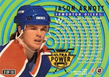 1994-95 Ultra - Ultra Power #2 Jason Arnott Back