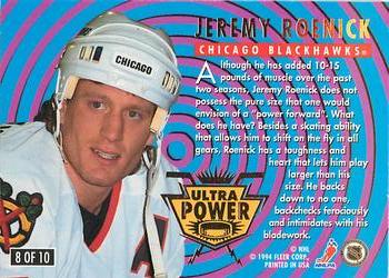 1994-95 Ultra - Ultra Power #8 Jeremy Roenick Back