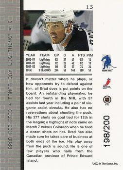 2003-04 Be a Player Memorabilia - Ruby #13 Brad Richards Back