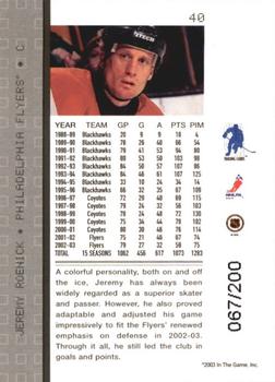 2003-04 Be a Player Memorabilia - Ruby #40 Jeremy Roenick Back