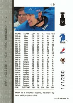 2003-04 Be a Player Memorabilia - Ruby #49 Mark Messier Back