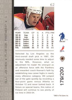 2003-04 Be a Player Memorabilia - Ruby #62 Olli Jokinen Back