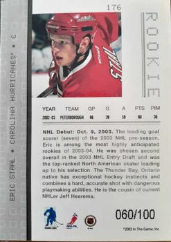 2003-04 Be a Player Memorabilia - Sapphire #176 Eric Staal Back