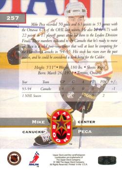 1994-95 Upper Deck #257 Mike Peca Back
