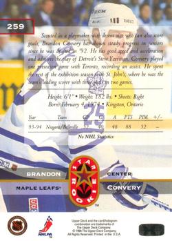 1994-95 Upper Deck #259 Brandon Convery Back