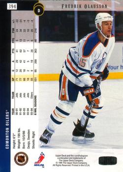 1994-95 Upper Deck #394 Fredrik Olausson Back