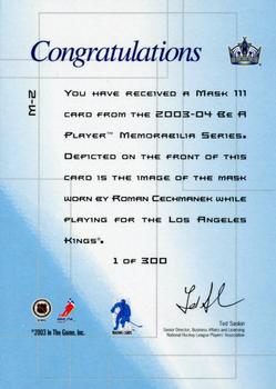 2003-04 Be a Player Memorabilia - The Mask III Silver #M-2 Roman Cechmanek Back
