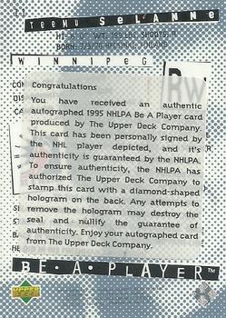 1994-95 Upper Deck Be a Player - Autographs #11 Teemu Selanne Back