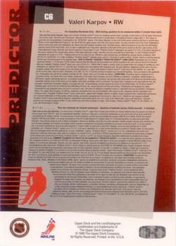 1994-95 Upper Deck - Predictors Canadian #C6 Valeri Karpov Back