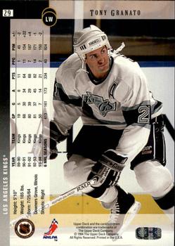 1994-95 Upper Deck - Electric Ice #29 Tony Granato Back