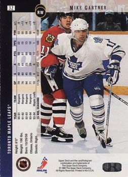 1994-95 Upper Deck - Electric Ice #32 Mike Gartner Back