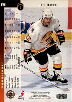 1994-95 Upper Deck - Electric Ice #34 Jeff Brown Back