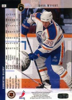 1994-95 Upper Deck - Electric Ice #44 Doug Weight Back