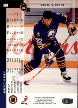 1994-95 Upper Deck - Electric Ice #50 Craig Simpson Back