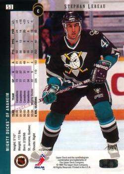1994-95 Upper Deck - Electric Ice #53 Stephan Lebeau Back