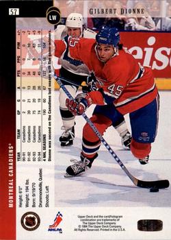 1994-95 Upper Deck - Electric Ice #57 Gilbert Dionne Back