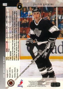 1994-95 Upper Deck - Electric Ice #210 Justin Hocking Back