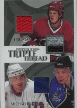 2003-04 Be a Player Ultimate Memorabilia - Triple Threads #NNO Eric Staal / Michael Ryder / Dustin Brown Front