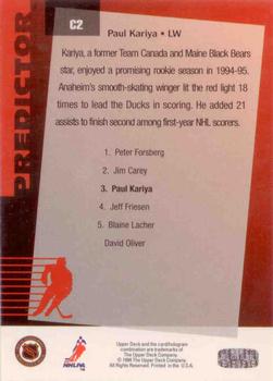 1994-95 Upper Deck - Predictors Canadian Silver Exchange #C2 Paul Kariya Back