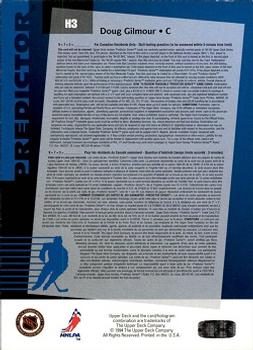 1994-95 Upper Deck - Predictors Hobby #H3 Doug Gilmour Back