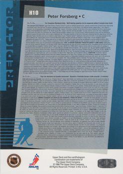 1994-95 Upper Deck - Predictors Hobby #H10 Peter Forsberg Back