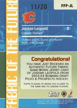 2003-04 Bowman Draft Picks and Prospects - Fabric of the Future Patches #FFP-JL Jordan Leopold Back
