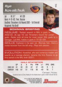 2003-04 Bowman Draft Picks and Prospects - Gold #17 Ilya Kovalchuk Back