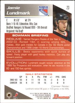 2003-04 Bowman Draft Picks and Prospects - Gold #23 Jamie Lundmark Back