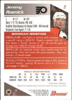 2003-04 Bowman Draft Picks and Prospects - Gold #27 Jeremy Roenick Back