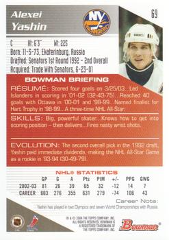 2003-04 Bowman Draft Picks and Prospects - Gold #69 Alexei Yashin Back