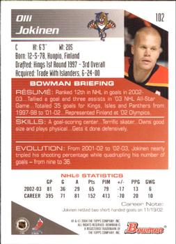 2003-04 Bowman Draft Picks and Prospects - Gold #102 Olli Jokinen Back