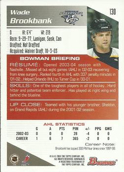 2003-04 Bowman Draft Picks and Prospects - Gold #130 Wade Brookbank Back