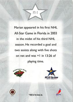 2003-04 In The Game Action - First Time All-Star #FT-1 Marian Gaborik Back