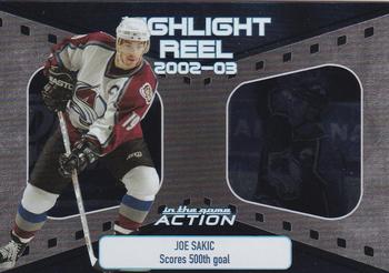 2003-04 In The Game Action - Highlight Reel Collector's International Montreal Fall 2003 #HR6 Joe Sakic Front
