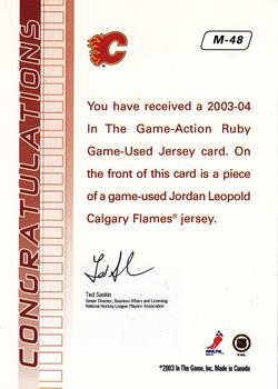 2003-04 In The Game Action - Jerseys #M-48 Jordan Leopold Back