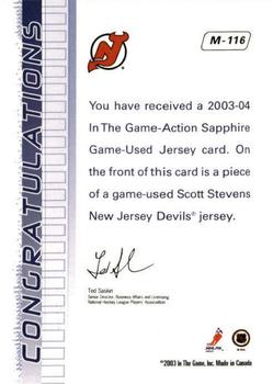2003-04 In The Game Action - Jerseys #M-116 Scott Stevens Back