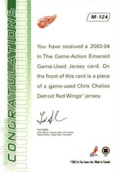 2003-04 In The Game Action - Jerseys #M-124 Chris Chelios Back