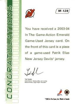 2003-04 In The Game Action - Jerseys #M-128 Patrik Elias Back