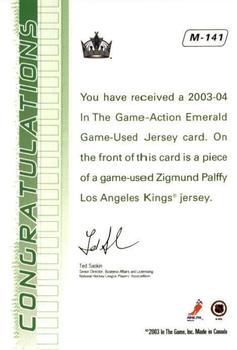 2003-04 In The Game Action - Jerseys #M-141 Zigmund Palffy Back