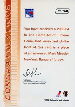 2003-04 In The Game Action - Jerseys #M-168 Mark Messier Back