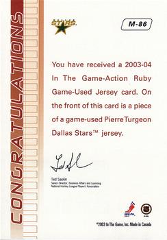 2003-04 In The Game Action - Jerseys #M-86 Pierre Turgeon Back