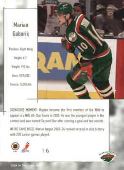2003-04 In The Game Used Signature Series - Gold #16 Marian Gaborik Back