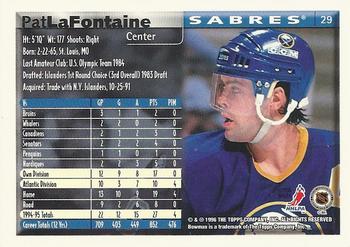 1995-96 Bowman #29 Pat LaFontaine Back