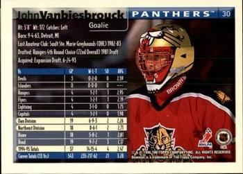 1995-96 Bowman #30 John Vanbiesbrouck Back