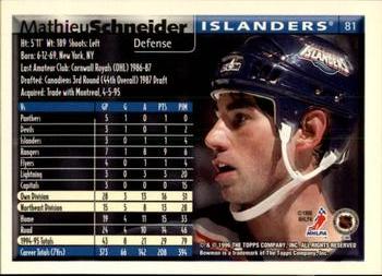 1995-96 Bowman #81 Mathieu Schneider Back