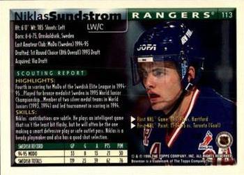 1995-96 Bowman #113 Niklas Sundstrom Back